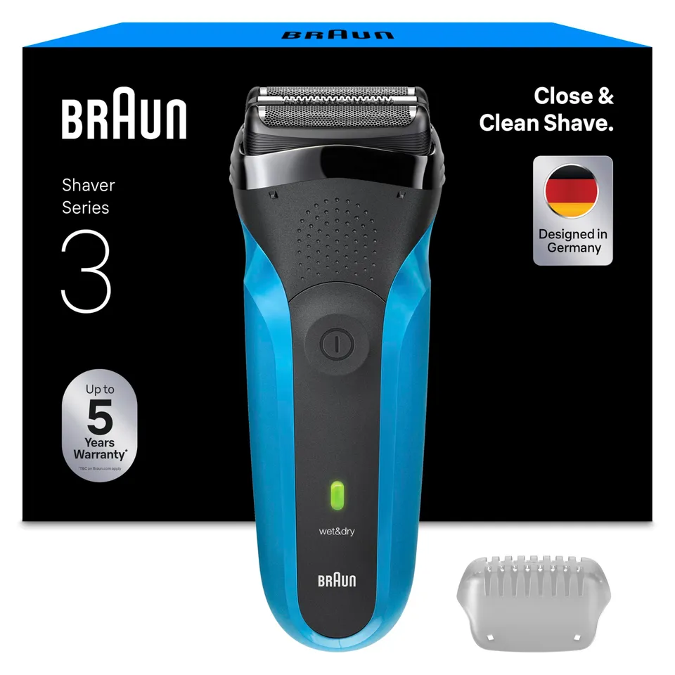braun-series-3-310s-rasoir-lectrique-sans-fil-bleu-pour-homme-3-lames-flexibles- image 1