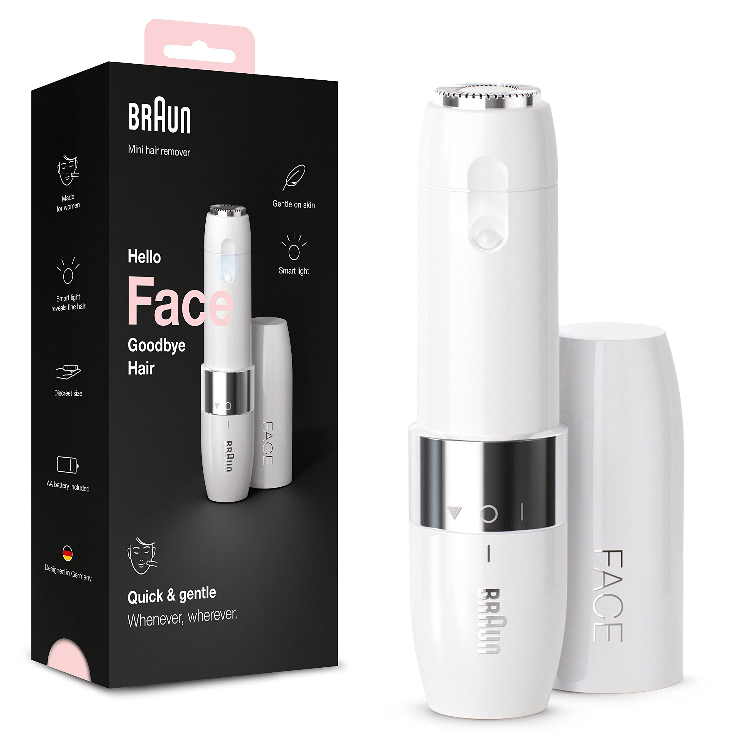 braun-face-mini-fs1000-rasoir-lectrique-de-visage-pour-femme-blanc-pile-fournie- image 1