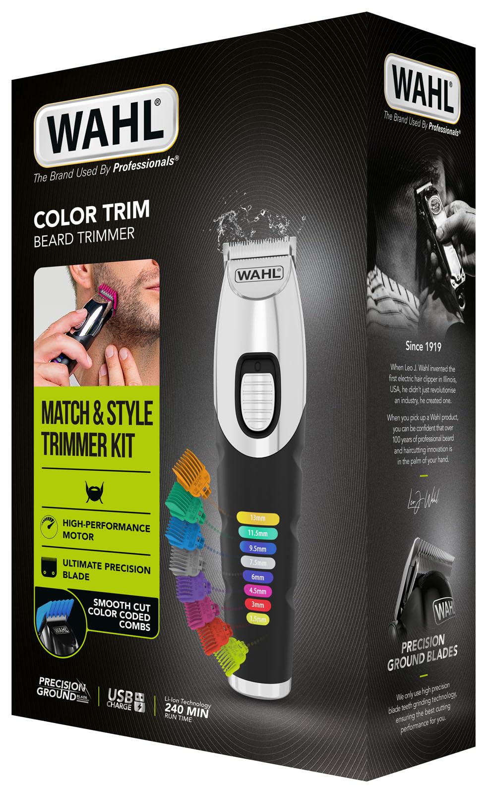 wahl-colour-trim-tondeuse-barbe-sans-fil-avec-8-peignes-guides-code-couleur-smoo image 7