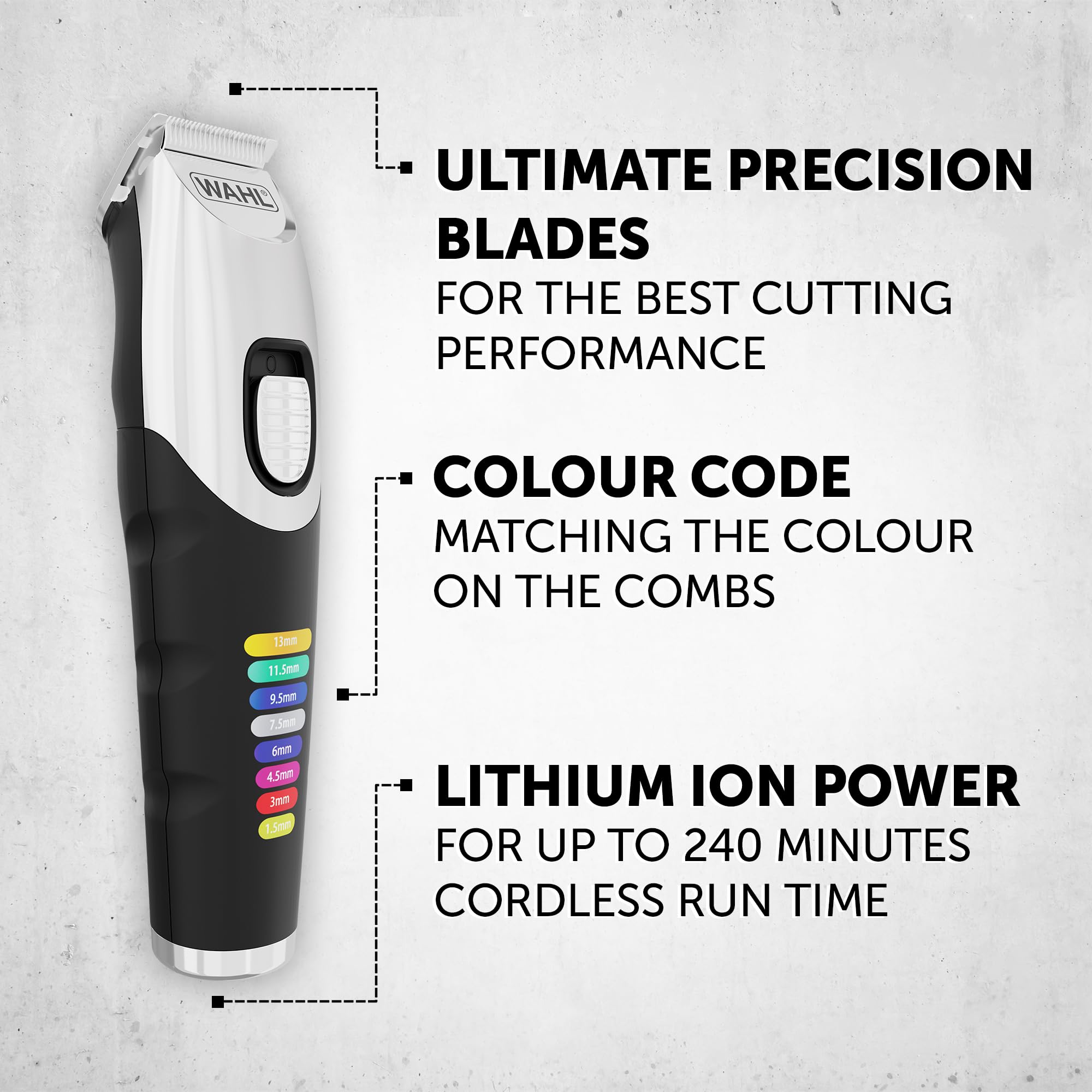 wahl-colour-trim-tondeuse-barbe-sans-fil-avec-8-peignes-guides-code-couleur-smoo image 2